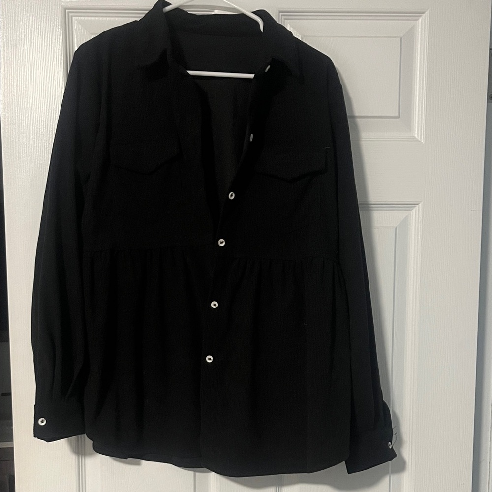 Classic Black Button-Up Women's Top